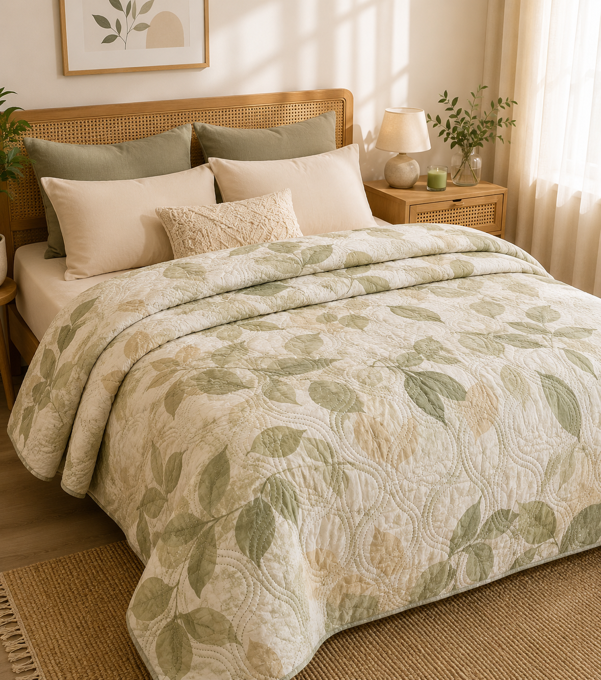 Premium Double Bed Botanical Comforter – Ultra Soft Reversible All Season Quilt